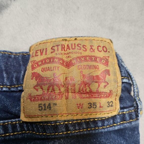 Levis 514 Jeans Mens 32x30 Blue Straight Leg Stretch Denim Mid Rise Classic - Picture 3 of 10